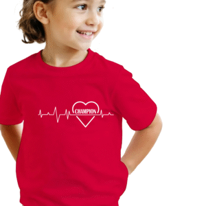 T shirt en coton - Taille 10 ans - couleur: rouge - motif: coeur - personnalisable