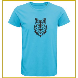 T shirt en coton, couleur bleu, avec un motif de votre choix, personnalisable avec les textes
