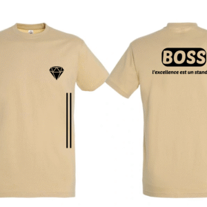 T shirt en coton « BOSS », taille L, personnalisable, l’excellente idée cadeau, couleur: sable