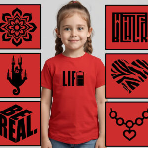 T shirt en coton - 6 ans - rouge - "Life" motif