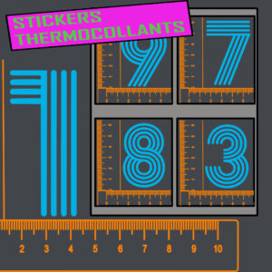 Sticker thermocollant, chiffres aux lignes, Le lot de 5 chiffres