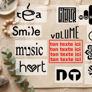 tote bag personnalisable avec 4 champs de texte et plusieurs motifs au choix