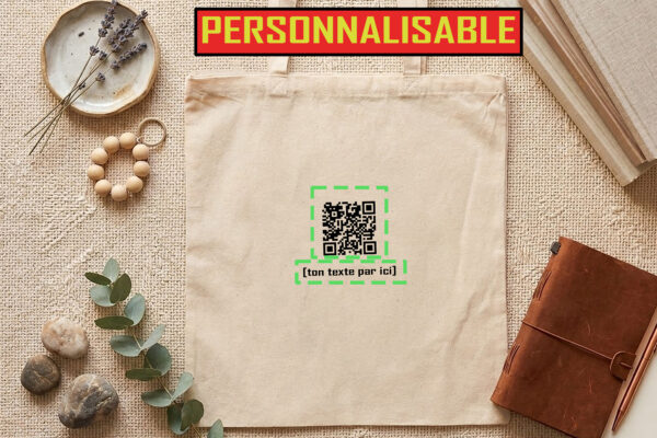 totes bag personnalisables avec votre QR code et 1 champ de texte