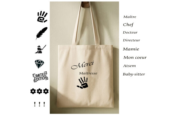 tote bag en coton "merci maîtresse"