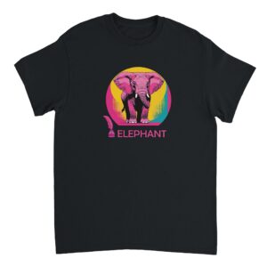 T shirt en coton - noir - taille XL - motif "Pink Elephant"