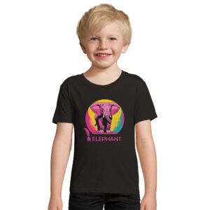 T shirt en coton - noir - taille 2 ans - motif "Pink Elephant"