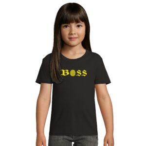 T shirt en coton - noir- 4 ans - motif "Boss"