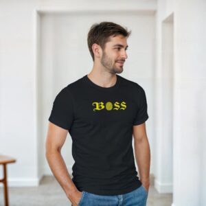 T shirt en coton - noir - taille L - motif "Boss"