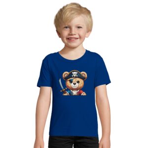 T shirt – bleu – taille 12 ans – motif « Ourson Pirate »
