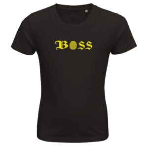 T shirt en coton - noir - 8 ans - motif "Boss"