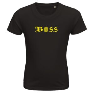 T shirt en coton - noir - taille 10 ans - motif "Boss"