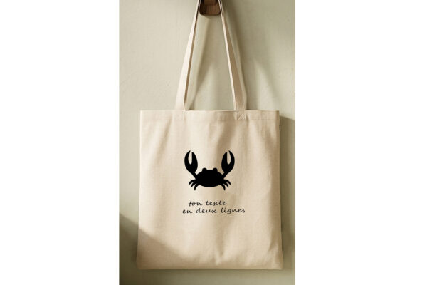 tote bag en coton, personnalisable grâce aux 2 champs de texte