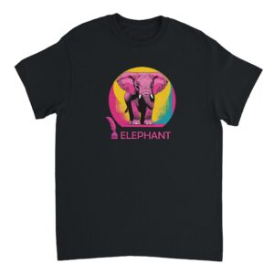 T shirt en coton - noir - taille S - motif "Pink Elephant"