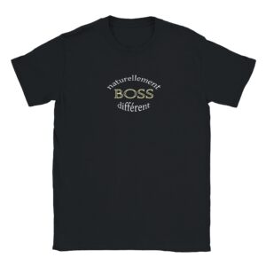 T shirt en coton - noir - taille M - motif "Boss- naturellement différent"