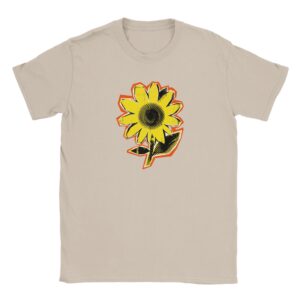 T shirt en coton - beige - taille XL - motif "fleur"