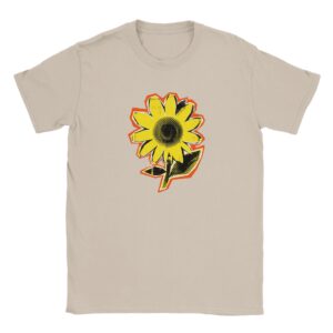 T shirt en coton - beige - taille 2XL - motif "fleur"